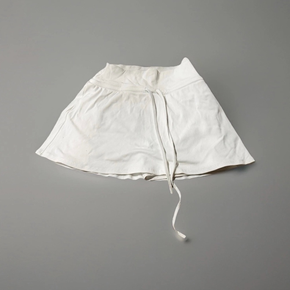 Lanston Sport White Ribbed Micro Mini Skort Womens M Built In Shorts Tennis - Picture 1 of 7
